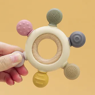 Round Wooden & Silicone Teether