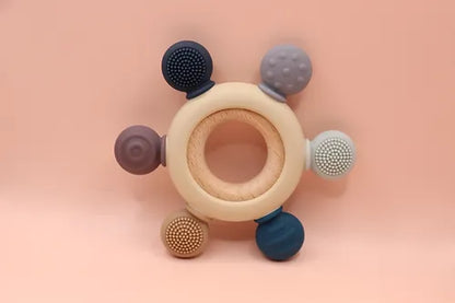 Round Wooden & Silicone Teether