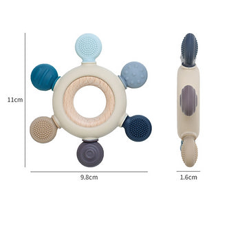 Round Wooden & Silicone Teether