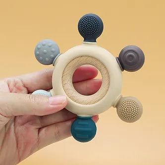 Round Wooden & Silicone Teether