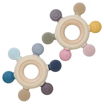 Round Wooden & Silicone Teether