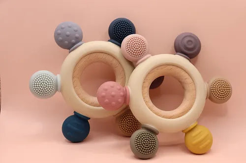 Round Wooden & Silicone Teether