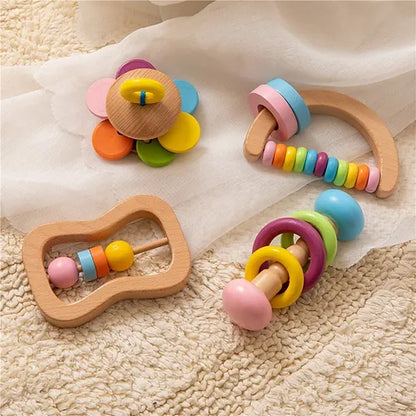 Handmade Wooden Rattle Gift Set