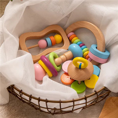 Handmade Wooden Rattle Gift Set