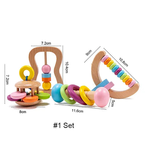 Handmade Wooden Rattle Gift Set