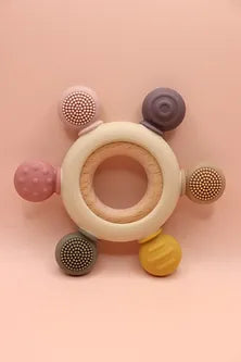 Round Wooden & Silicone Teether