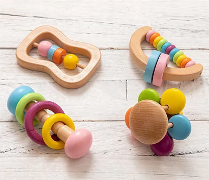 Handmade Wooden Rattle Gift Set