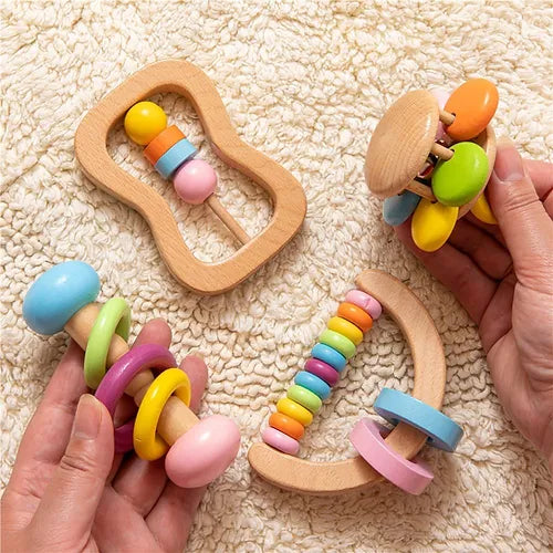 Handmade Wooden Rattle Gift Set