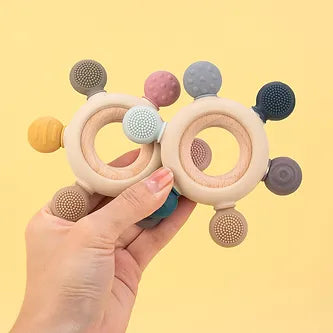 Round Wooden & Silicone Teether